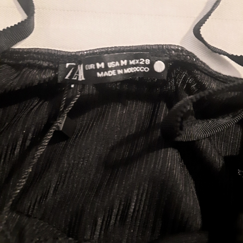 Zara Shiny Metallic Ruched Top Size Med - Picture 5 of 9